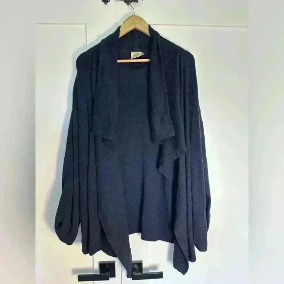 🎆Vintage 80’s Madeleine waterfall cardigan navy blue size small open front heavy - Picture 1 of 6